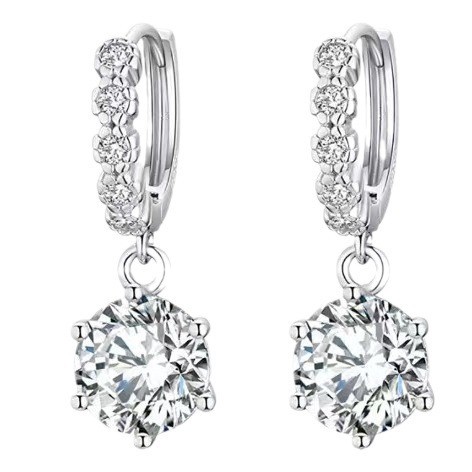 S925 Sterling Silver Moissanite Classic Six-Prong Earrings - Versatile High-End Earrings & Dangling Jewelry