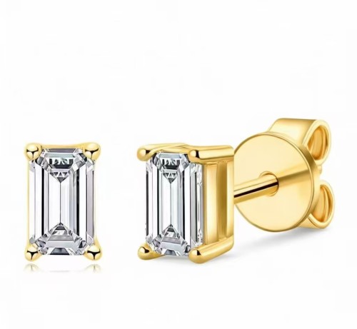 Luxury niche design high-end moissanite diamond S925 sterling silver rectangular irregular stone earrings for women