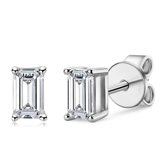 Luxury niche design high-end moissanite diamond S925 sterling silver rectangular irregular stone earrings for women