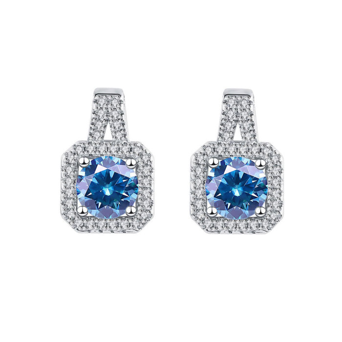 S925 sterling silver luxury design handbag-shaped stud earrings, stylish square earrings with a sophisticated feel, small sugar cube stud earrings.