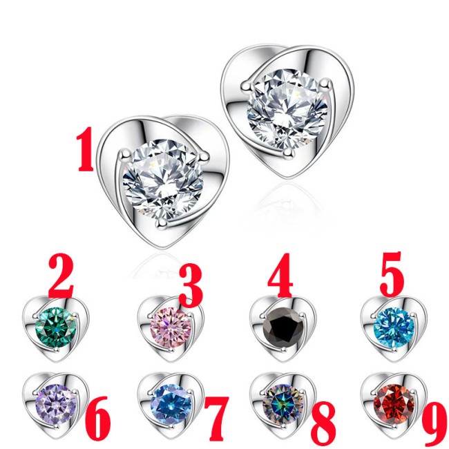 S925 Sterling Silver Moissanite Diamond Heart-Shaped Stud Earrings, Blooming Heart Earrings, Heart-Shaped