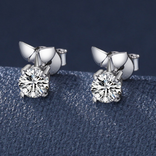 Moissanite Fish Earrings for Women, S925 Sterling Silver, Simple, Stylish, Elegant, Small, Cute, Trendy Earrings