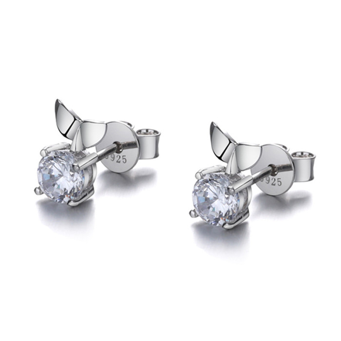 Moissanite Fish Earrings for Women, S925 Sterling Silver, Simple, Stylish, Elegant, Small, Cute, Trendy Earrings