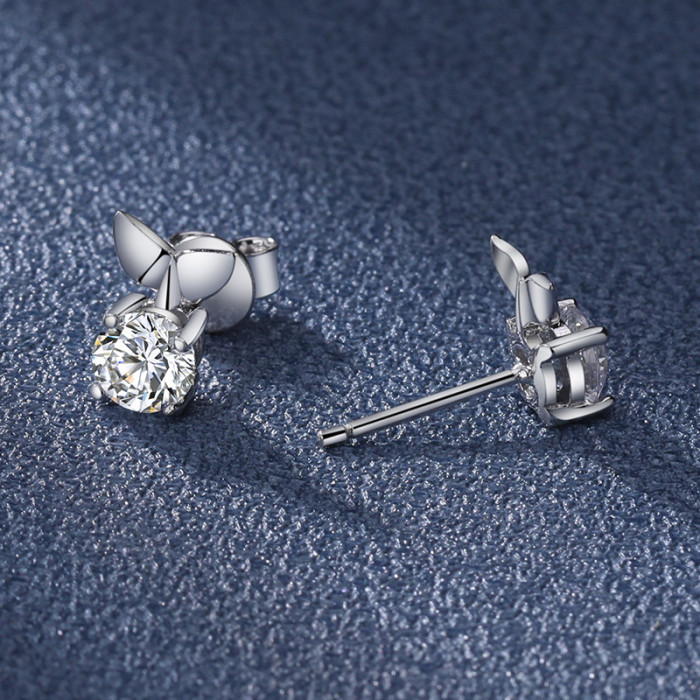 Moissanite Fish Earrings for Women, S925 Sterling Silver, Simple, Stylish, Elegant, Small, Cute, Trendy Earrings