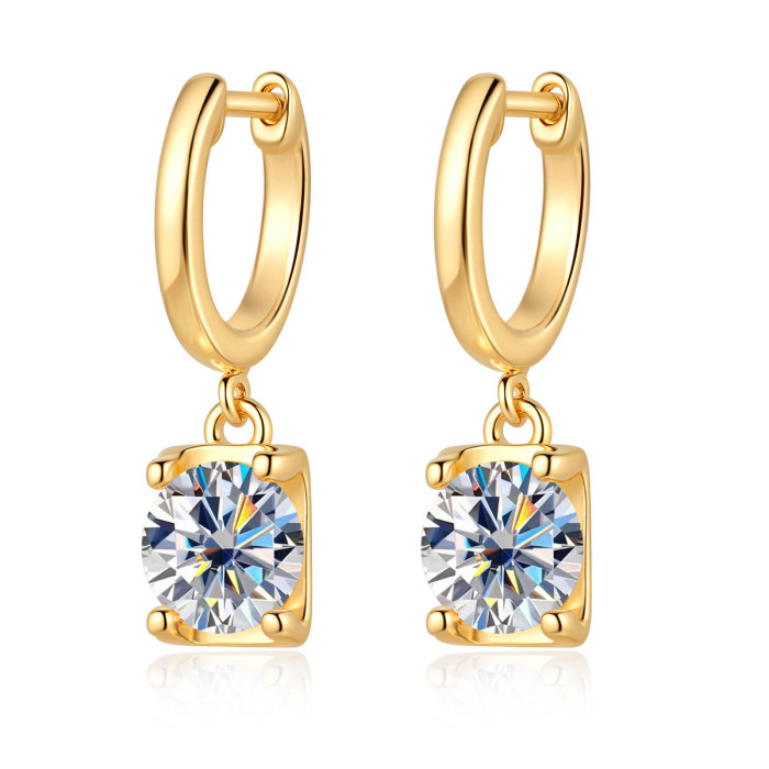 S925 Sterling Silver Moissanite Earrings, Luxury Classic Bull Head Style, Fashionable and Versatile, High-End Diamond-Studded Earrings