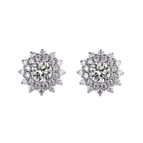 S925 Sterling Silver Moissanite Sunflower Earrings for Women - Simple and Luxurious Design