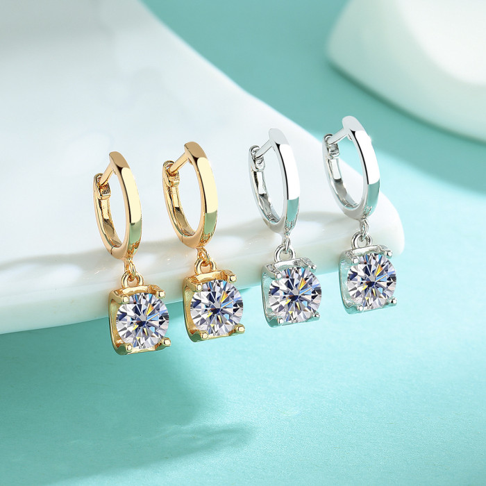 S925 Sterling Silver Moissanite Earrings, Luxury Classic Bull Head Style, Fashionable and Versatile, High-End Diamond-Studded Earrings