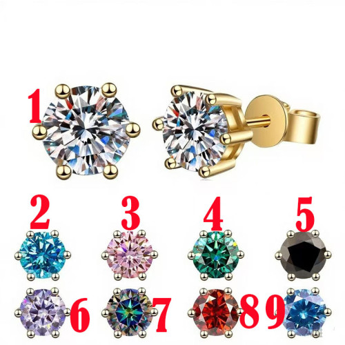 Classic six-prong moissanite stud earrings for women, sterling silver, simple, stylish, versatile, and high-end S925 earrings.