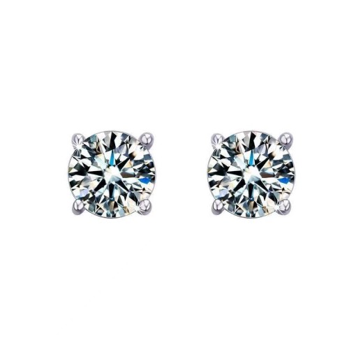 Classic four-prong moissanite stud earrings for women, S925 sterling silver, simple, stylish, elegant, niche design, small and delicate.