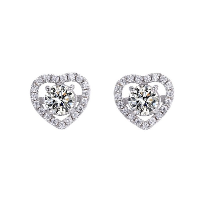 Moissanite Heart Earrings for Women, S925 Sterling Silver Heart-Shaped Earrings, Full Diamond Design, Niche Luxury Starry Night Series