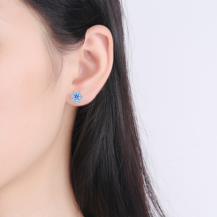 Sterling Silver S925 Snowflake Moissanite Stud Earrings for Women - Niche High-End Luxury Earrings with a Versatile and Elegant Style