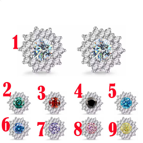 S925 Sterling Silver Moissanite Sunflower Earrings for Women - Simple and Luxurious Design