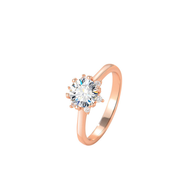 Light luxury niche design minimalist fashion rose gold moissanite ring for women S925 sterling silver hexagon star