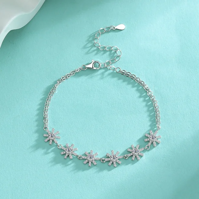 S925 Sterling Silver Double-Layer Moissanite Bracelet for Women - Elegant and Luxurious Style, Unique Design Jewelry