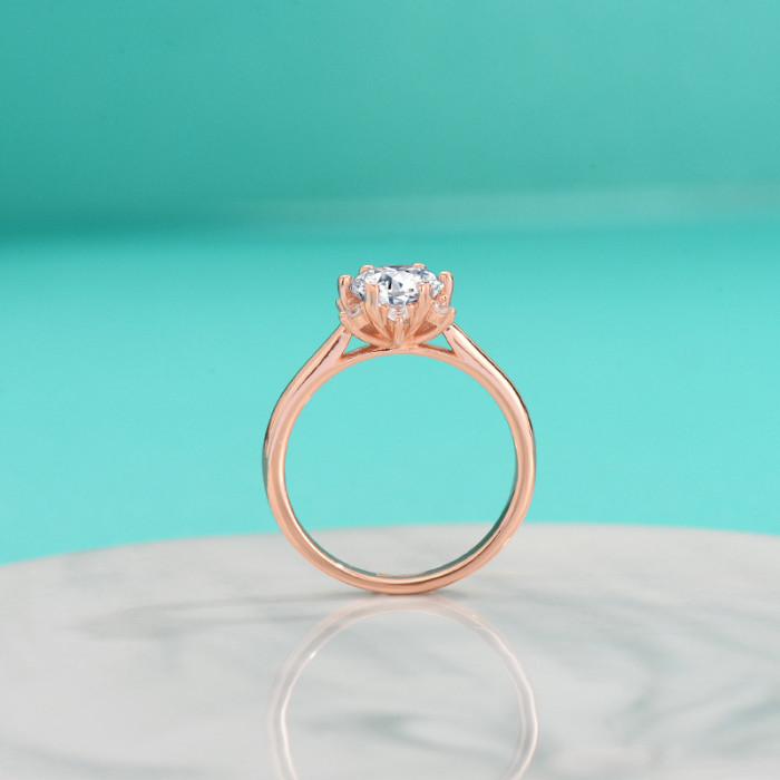 Light luxury niche design minimalist fashion rose gold moissanite ring for women S925 sterling silver hexagon star