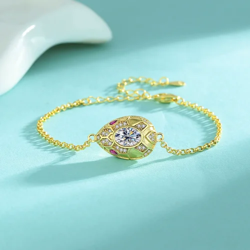 New S925 Sterling Silver Moissanite Personalized Fashion Snake Head Bracelet for Women