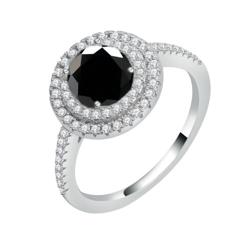 S925 Sterling Silver Moissanite Luxury Full Diamond Round Ring, Elegant, Fashionable, and Versatile