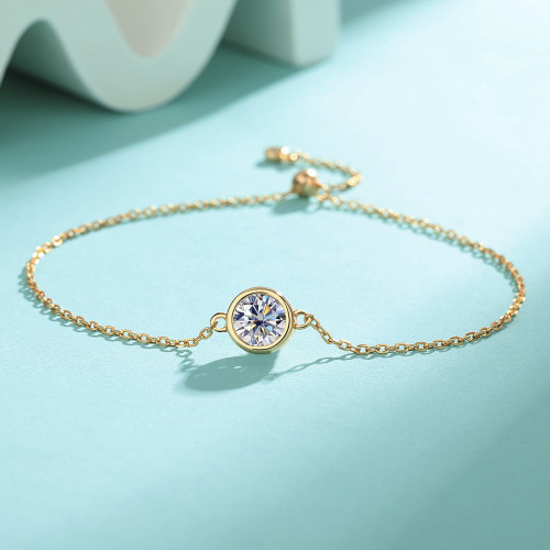 S925 Sterling Silver 1-Carat Moissanite Bubble Bracelet - Niche Luxury & Minimalist Design