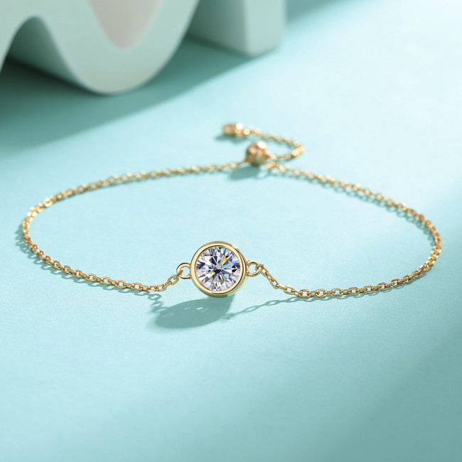 S925 Sterling Silver 1-Carat Moissanite Bubble Bracelet - Niche Luxury & Minimalist Design