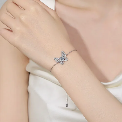 Sterling Silver S925 Moissanite Butterfly Heavy Industry High-End Edition Bracelet - Hot Selling Jewelry with a Luxurious Feel