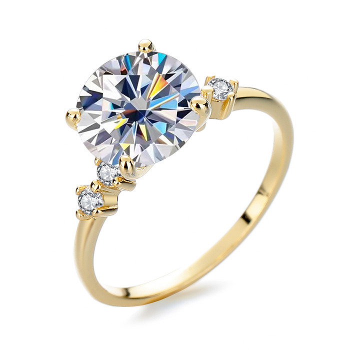 S925 Sterling Silver 3-Carat D-Color Moissanite Ring, High-End Stylish Fashion Ring