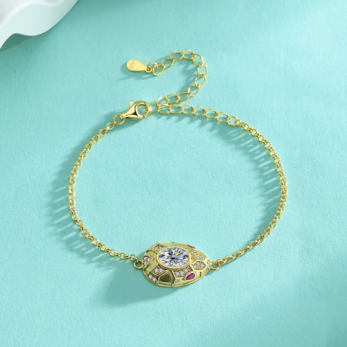 New S925 Sterling Silver Moissanite Personalized Fashion Snake Head Bracelet for Women