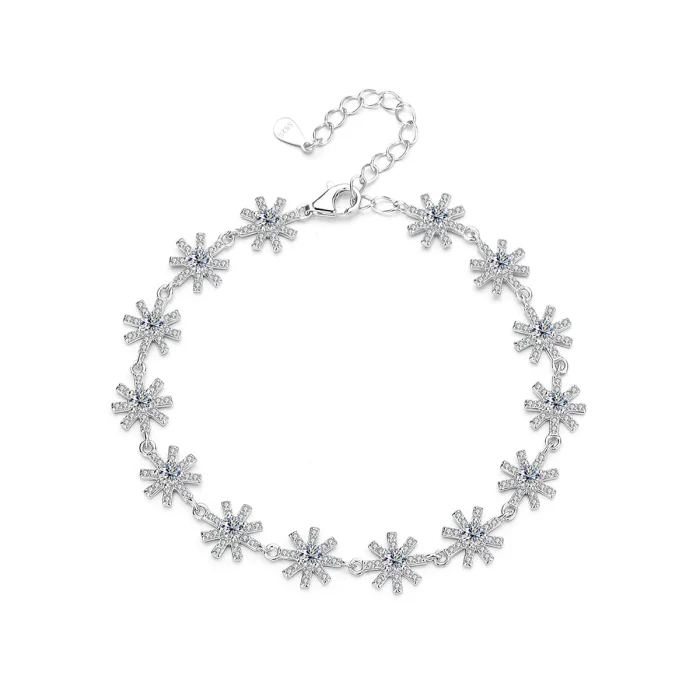 S925 Sterling Silver Moissanite Bracelet with Sparkling Cross and Flower Design, a Luxurious and High-End Silver Jewelry
