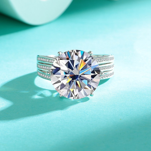 S925 sterling silver 10-carat moissanite ring for women, heavy craftsmanship with a high-end fashionable feel