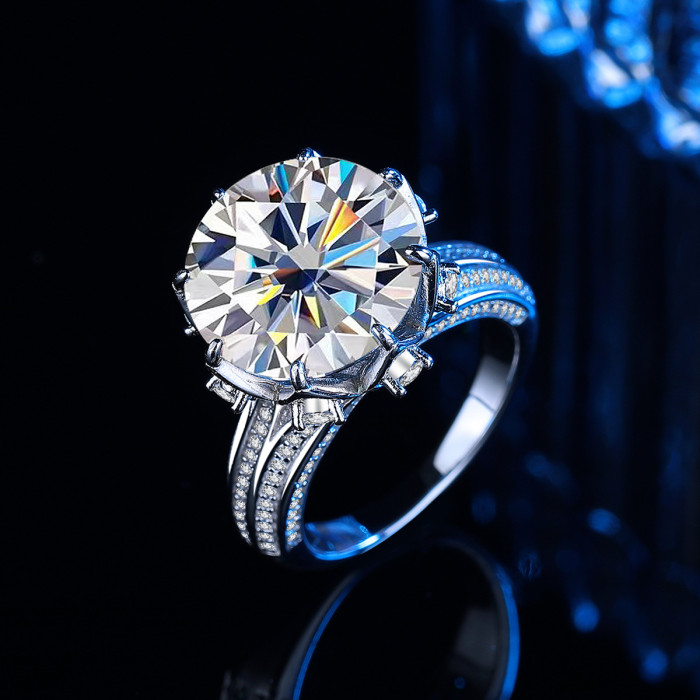 S925 sterling silver moissanite diamond ring for women, 10-carat, high-end feel, large-carat heavy craftsmanship ring