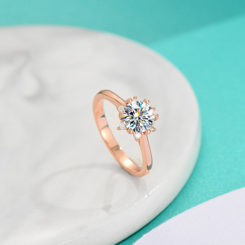 Light luxury niche design minimalist fashion rose gold moissanite ring for women S925 sterling silver hexagon star