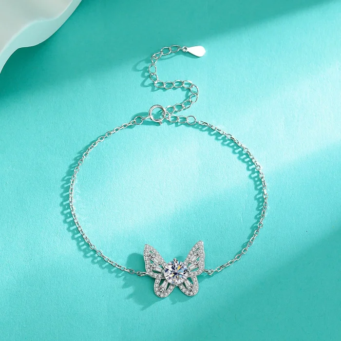 Sterling Silver S925 Moissanite Butterfly Heavy Industry High-End Edition Bracelet - Hot Selling Jewelry with a Luxurious Feel