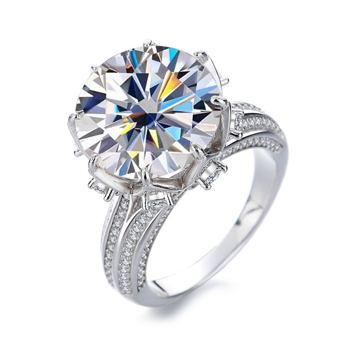 S925 sterling silver moissanite diamond ring for women, 10-carat, high-end feel, large-carat heavy craftsmanship ring