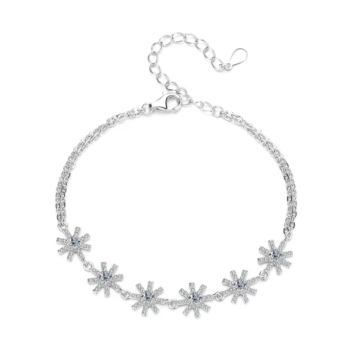 S925 Sterling Silver Double-Layer Moissanite Bracelet for Women - Elegant and Luxurious Style, Unique Design Jewelry