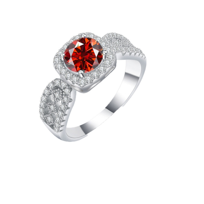 S925 Moissanite Lace Princess Square Bag Ring Wide Band Luxury Ring Engagement Diamond Small Square Edge Ring