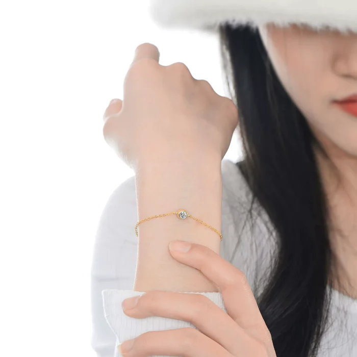 Moissanite round bag bracelet for women, S925 sterling silver bubble bracelet, simple and unique single bead, fashionable and light luxury bracelet.