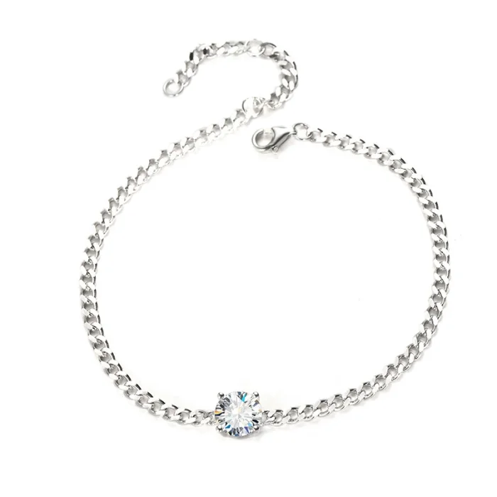 New S925 sterling silver moissanite minimalist and elegant versatile bracelet, perfect for girlfriends.