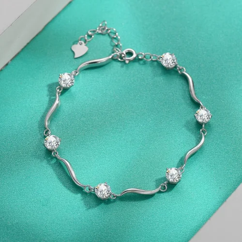 S925 Sterling Silver Moissanite Diamond Bracelet - Stylish, Unique, and Simple