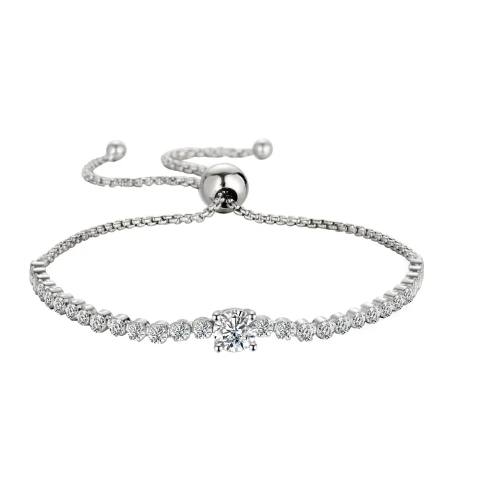 Moissanite tennis bracelet with pull-out design, sterling silver S925. Small, exquisite, simple, stylish, and unique design.