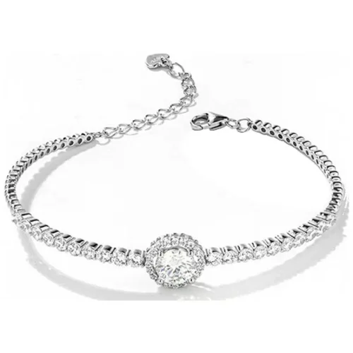 Moissanite bracelet for women, S925 sterling silver round bangle with simulated diamonds, jewelry design.