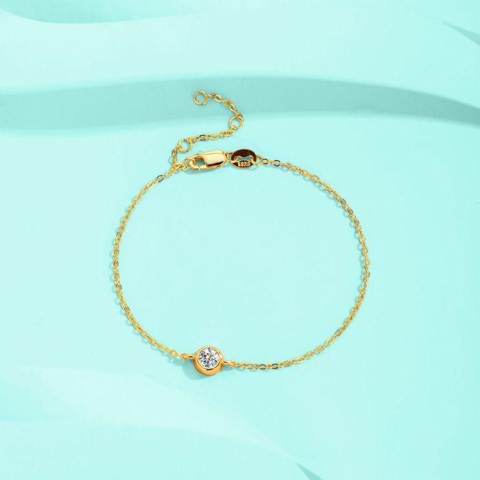 Moissanite round bag bracelet for women, S925 sterling silver bubble bracelet, simple and unique single bead, fashionable and light luxury bracelet.