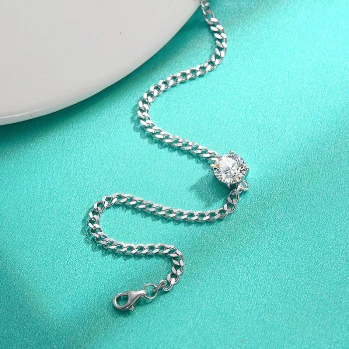 New S925 sterling silver moissanite minimalist and elegant versatile bracelet, perfect for girlfriends.