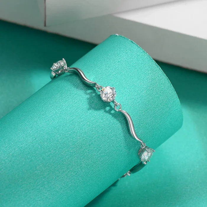 S925 Sterling Silver Moissanite Diamond Bracelet - Stylish, Unique, and Simple