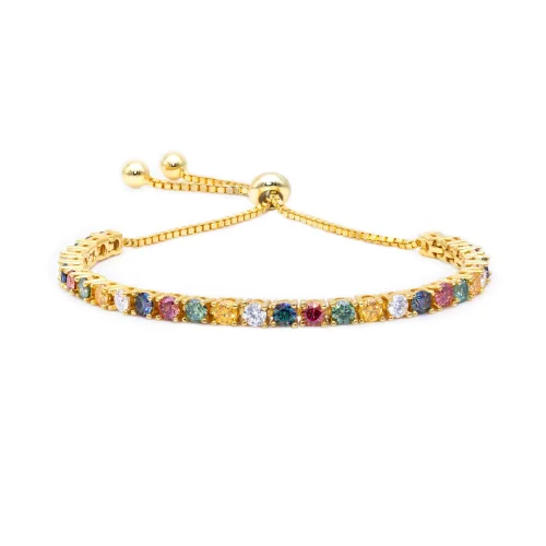 Colorful moissanite and diamond tennis bracelet for women, hip-hop trendy, sizzling, single-strand S925 sterling silver.