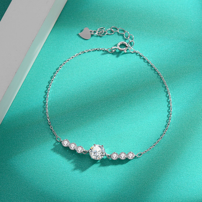 S925 Sterling Silver Moissanite Simple Bracelet, Stylish and Versatile Jewelry