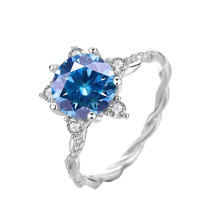 3 Carat Twist Moissanite Ring with Eight Hearts and Eight Cut Stars, Popular Women's Diamond Ring