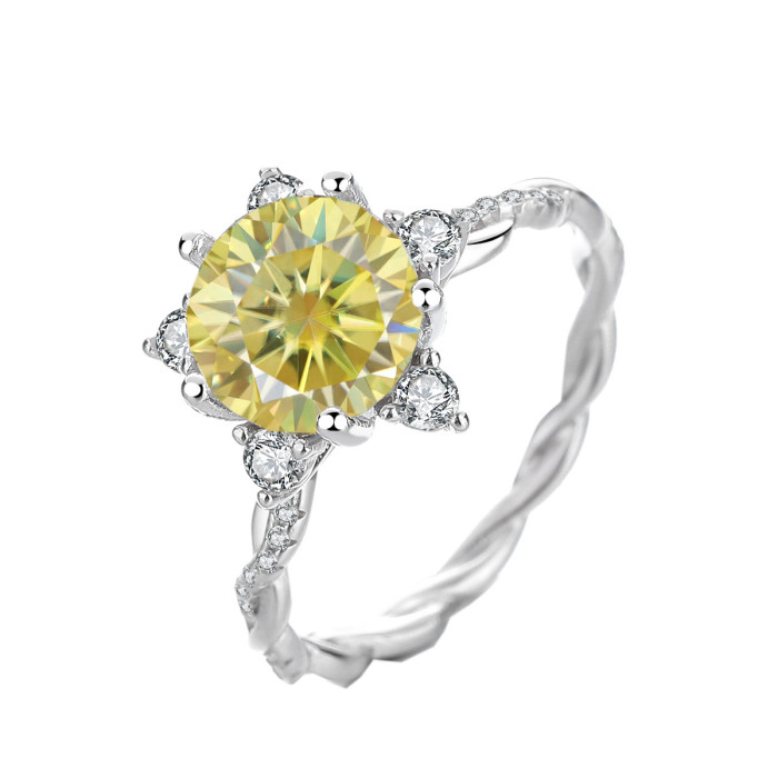 3 Carat Twist Moissanite Ring with Eight Hearts and Eight Cut Stars, Popular Women's Diamond Ring