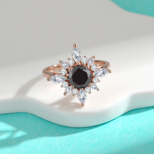 S925 Sterling Silver Flower Ring, Fashionable and Elegant, High-Grade 18K Gold with Colored Moissanite Diamond Ring