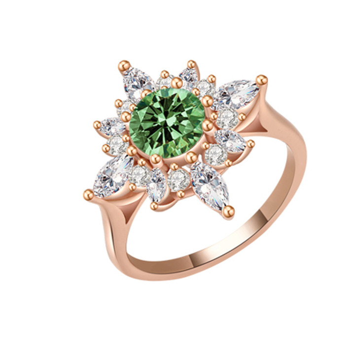 S925 Sterling Silver Flower Ring, Fashionable and Elegant, High-Grade 18K Gold with Colored Moissanite Diamond Ring