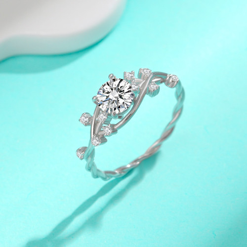 S925 Sterling Silver Moissanite Ring, Fashionable and Versatile Vine Diamond Ring, Popular Niche Design, High-End Finger Ring