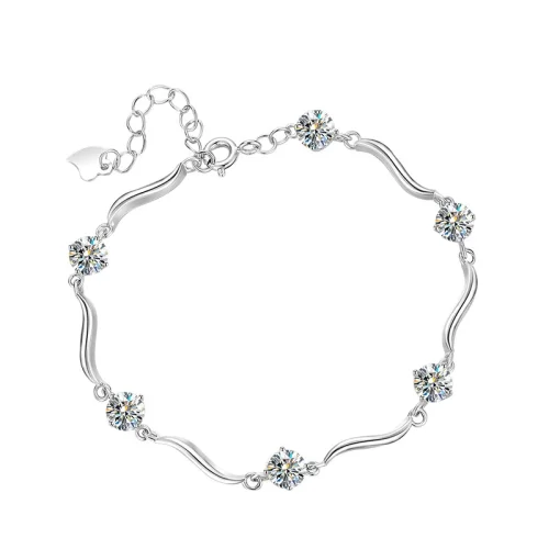 S925 Sterling Silver Moissanite Diamond Bracelet - Stylish, Unique, and Simple